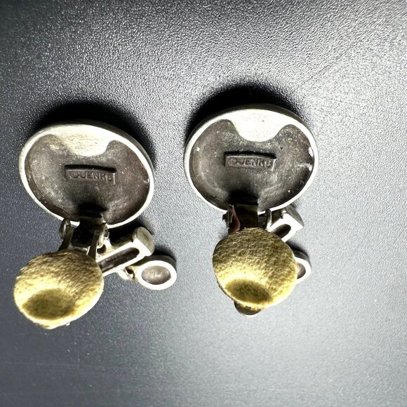 90s Vintage Lisa Jenks Sterling Silver Target Circle Drop Clip-on Earrings GUC - Picture 3 of 6